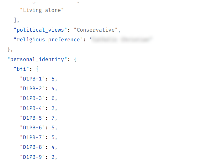 Survey JSON result